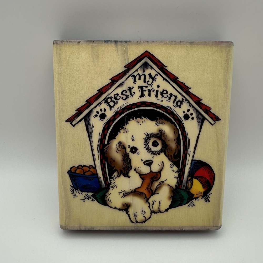 Stamp City My Best Friend Dog House V2812 Wood Mount‎ Rubber Stamp Vintage 1999